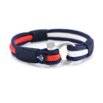 Bracelet nautique Unisexe en cordage bleu marine rouge - CNB #3014