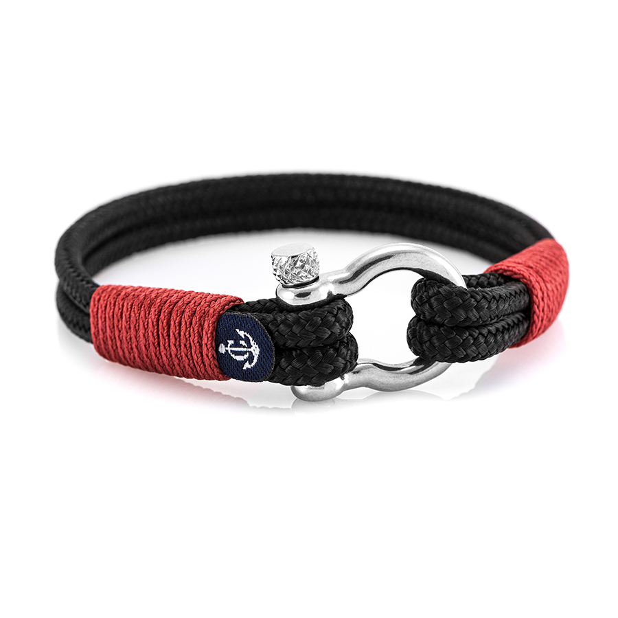 Bracelet nautique unisexe fait main en cordage Noir Rouge - CNB #3042 Bracelet nautique unisexe fait