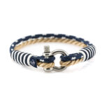 Bracelet marin unisexe fait main cordage bleu marine-beige - CNB #864