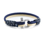 Bracelet nautique homme-femme cordage bleu marine-beige - CNB #865
