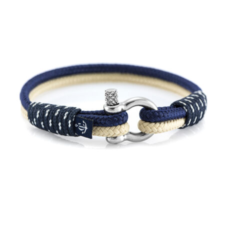 Constantin Nautics Bracelet marin, Femme, Fait main en cordage, Fermeture en acier, Bleu Marine, Petite Manille CNB #865