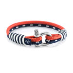 Bracelet marin unisexe fait main cordage bleu marine-rouge - CNB #866
